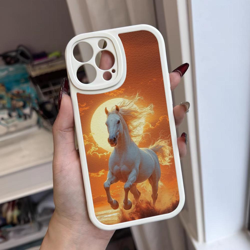 Чехол для телефона с изображением темной лошади для iPhone 17 16 15 14 12 13 Pro Max 11 Mini Air Xs Puls Силиконовый чехол из кожи ягненка