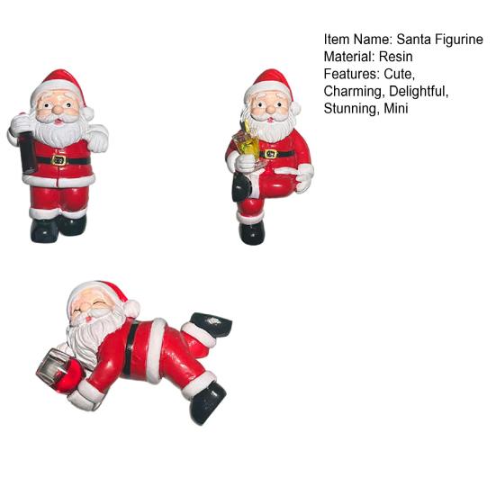 3 Pcs Santa Planter Hugger Figurine Miniature Santa Claus Holding Red Wine/Drinks Flower Pot Decoration for Bonsai Aquariums Garden Decor