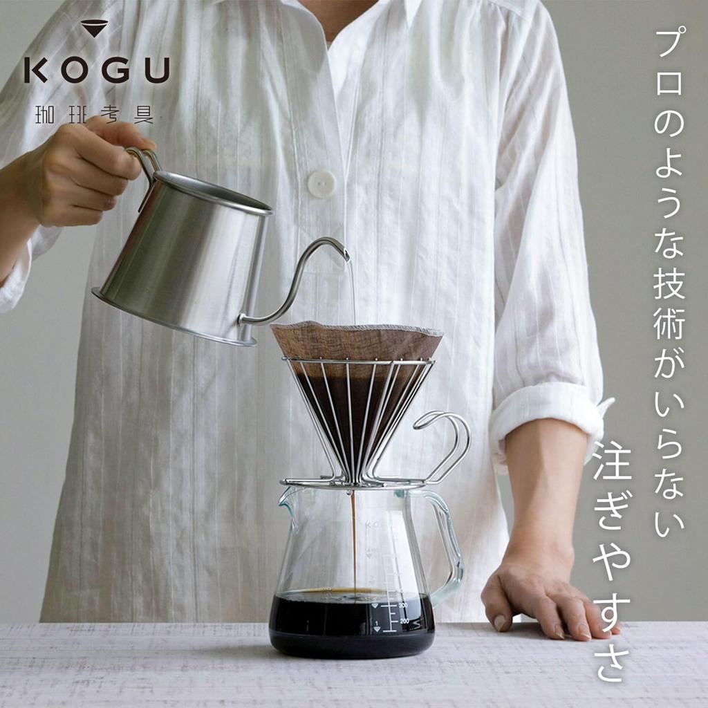Coffee Kettle KOGU Shimomura Planning Drip Kettle Two Drip Pot Pro [Made In Japan] Stainless Steel Narrow Mouth Open Fire Compatible with IH Pour