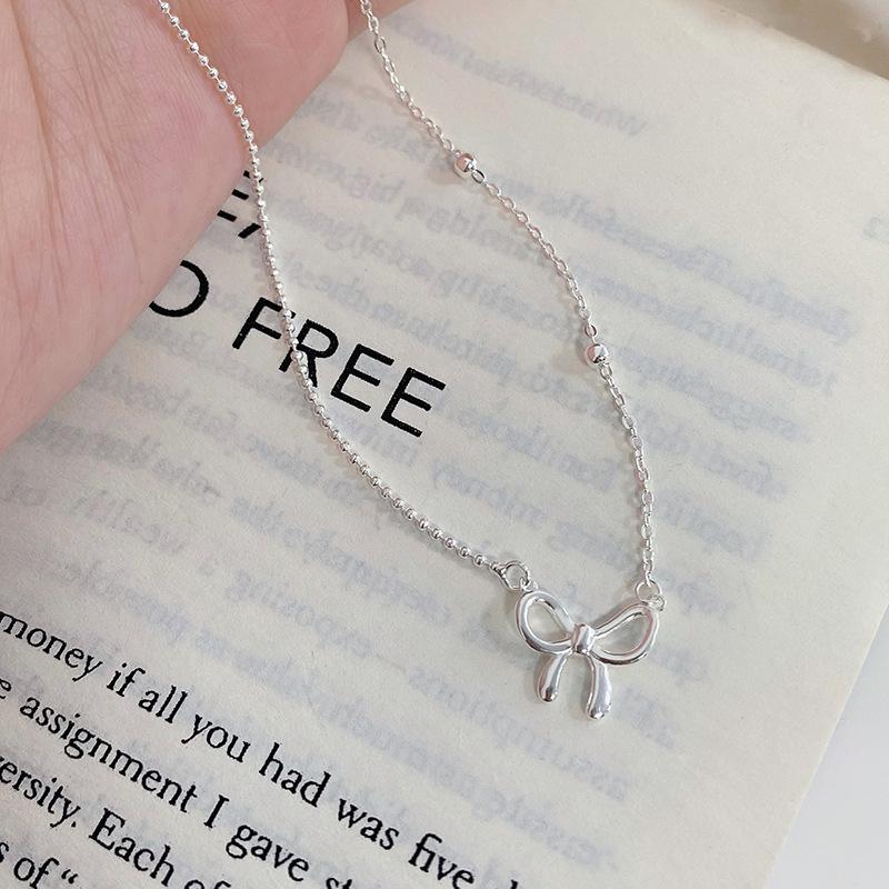 Ожерелье с бантом, маленькое, свежее, простое, милое, в стиле феи, универсальное, цепочка на ключицу