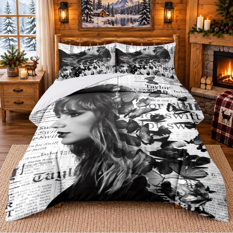 Taylor Swift Pattern Bedding 3Pcs Set Bed Sheet And Pillowcases For Indoor Bedroom