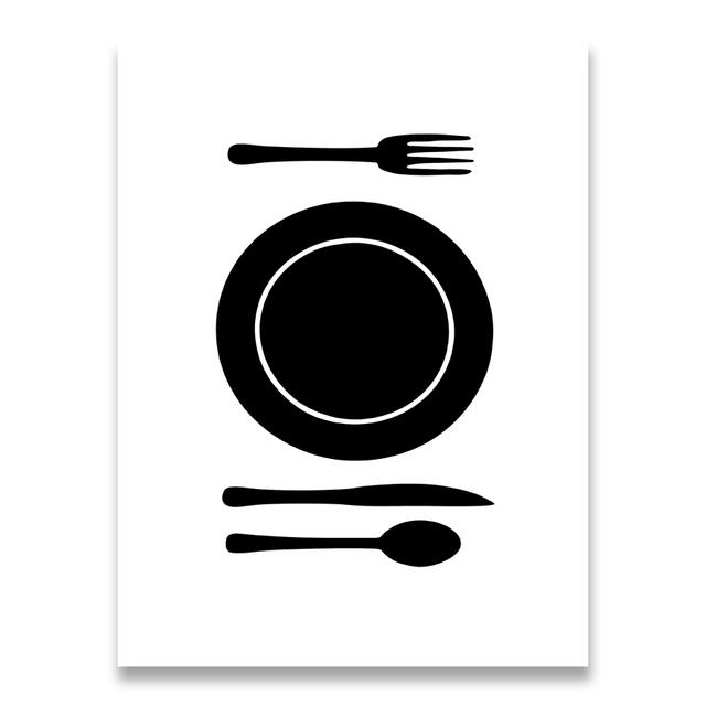 Скандинавское настенное искусство, печать на холсте, черно-белая мультяшная живопись, популярная посуда, изображение постера в стиле минимализм