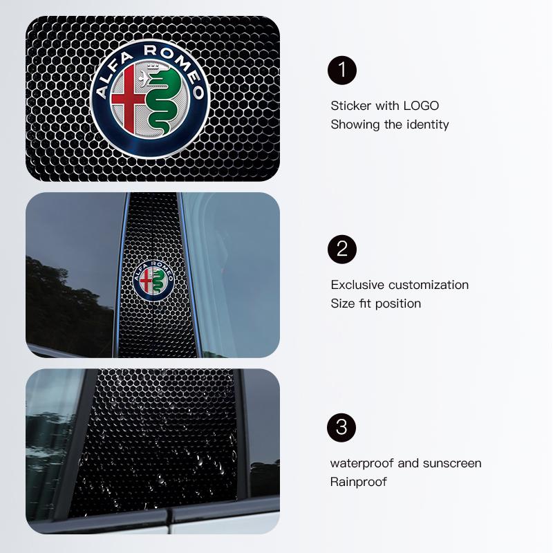 WPKMR1 Car Emblem Center Pillar Sticker Auto Door Decorative Stickers For Alfa Romeo 156 159 147 4C 8C 166 Giulia Giulietta Mito