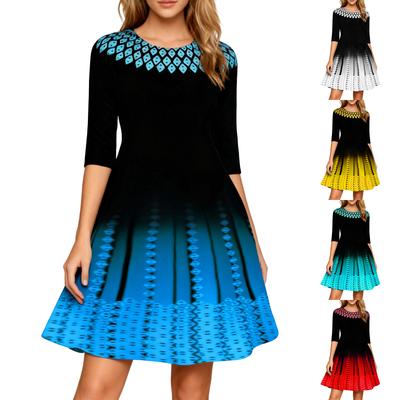 Женское модное и персонализированное платье с принтом, средней длины рукава, с акцентом на талии