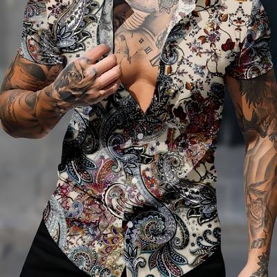 Мужская рубашка с короткими рукавами, напечатанная на 3D-принте — яркая цифровая печать