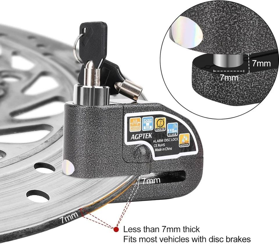 Безопасность Противоугонный велосипедный мотоциклетный дисковый тормозной замок с сигнализацией Алюминиевый сплав Безопасность Велосипедные замки для электровелосипеда скутера