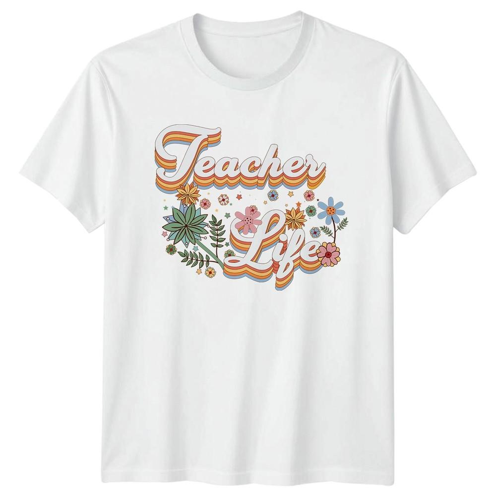 Teacher Life Unisexs TShirt Retro Groovy Teaching Gift For Her