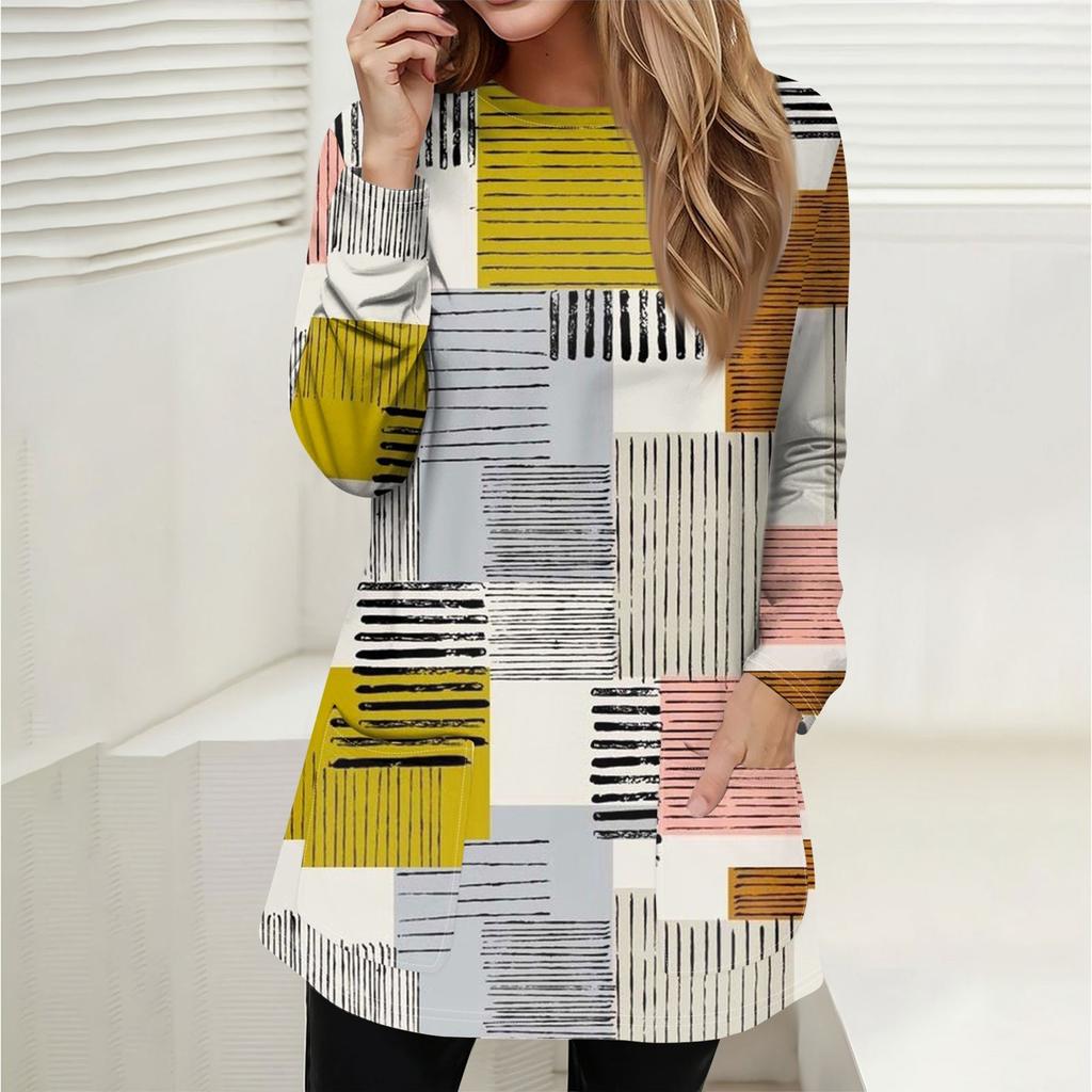 Women's Sweatshirt Pullover Active Sportswear Pocket Print Casual Round Neck Long Sleeve Top