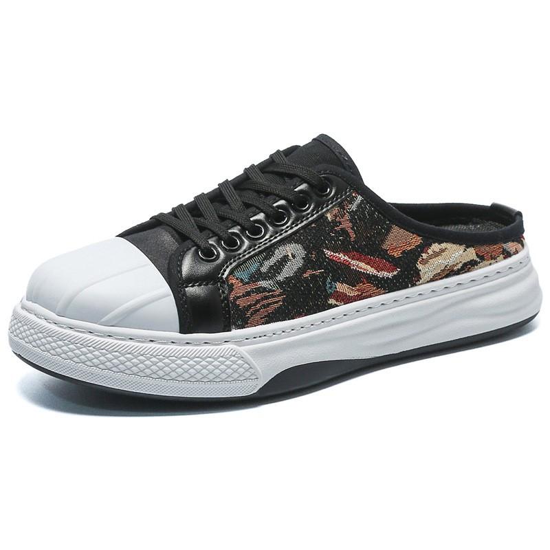 Летние новые дышащие тапочки baotou, мужская мода, повседневная парусиновая ленивая обувь на толстой подошве для студентов, мужская обувь D275