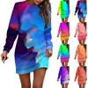 Женское платье с принтом тай-дай, длинными рукавами и запахом на бедрах, платье-толстовка