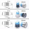 16/19/22mm ized Metal Push Button Switch with Socket Start Stop For Car Boat Fog Black/Silver Waterproof LED Light 12V 24V