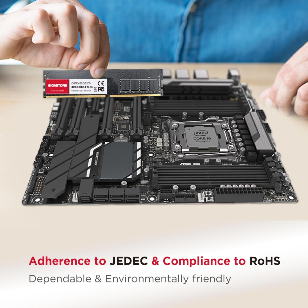 Gigastone 32GBx1 Piece DDR4 3200MHz or CL22 UDIMM 288 Pin Unbuffered PC Desktop Dedicated Memory Module Upgrade [Memory DDR4] (2933MHz 2666MHz)