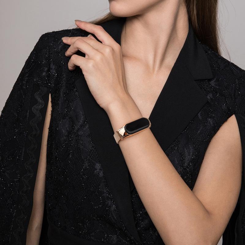 Magnetic Strap for Xiaomi Mi Band 3 4 5 6 Smartwatch Wrist Metal Mesh Bracelet Stainless Steel Wristband