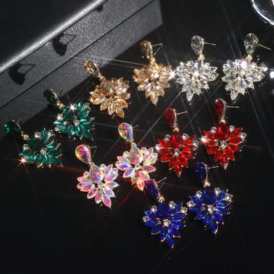 Серьги с цветными кристаллами оригинального дизайна, роскошные сверкающие серьги высокого качества, женские серьги, 1 пара