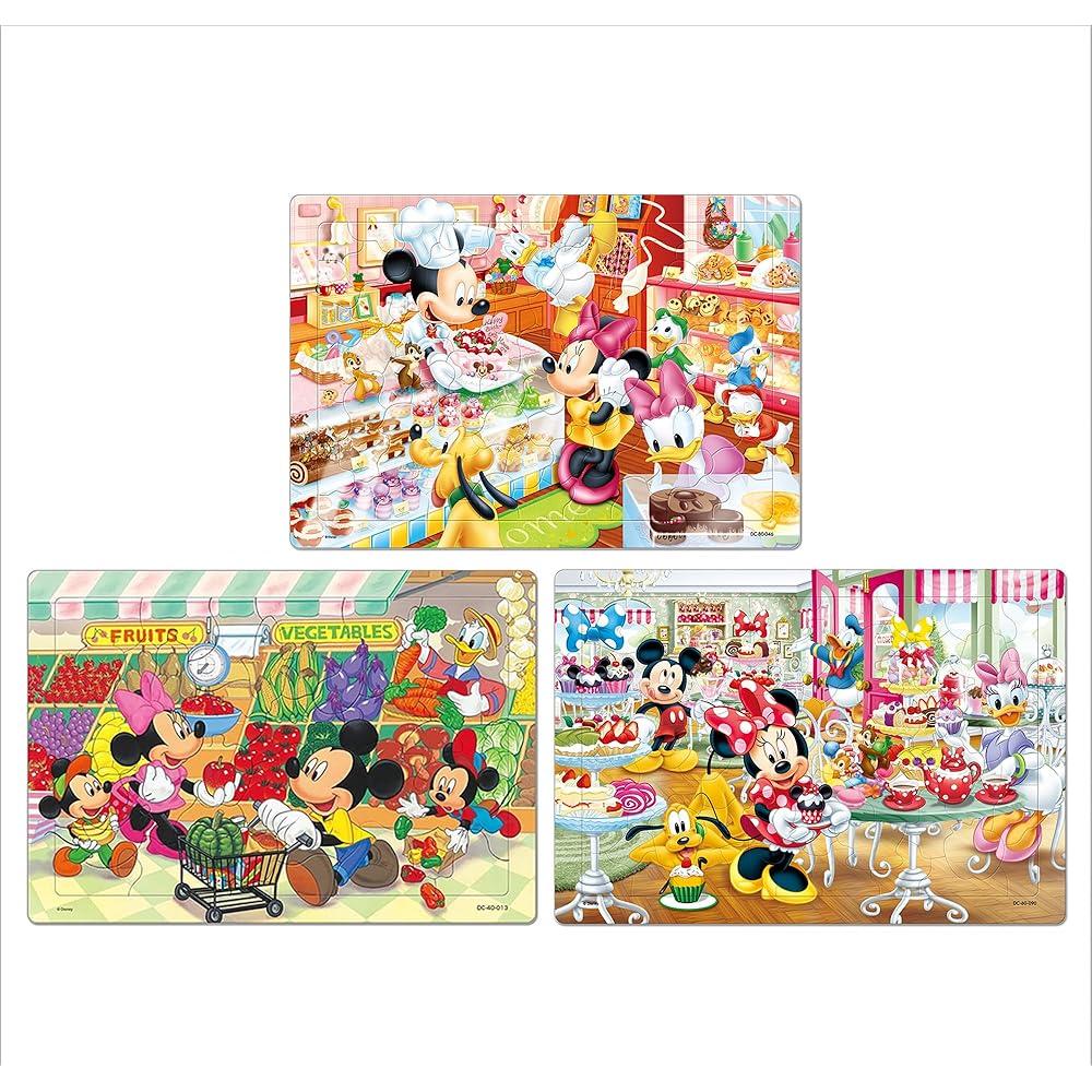 Tenyo Disney Mickey Mouse Child Puzzle Set 40, 60, 80 Pieces Antibacterial Coating Storage Cover for Kids 3 Years and Up