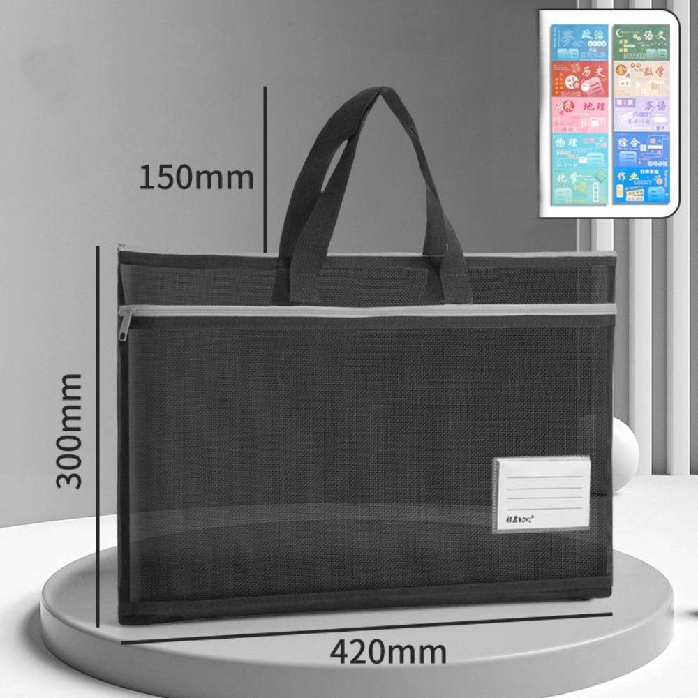 A3 Large Capacity Mesh Art Bag Large 8k Sketch Drawing Album A4 Test Paper Bag Zip Handbag Shoulder Bag Nylon Mesh School