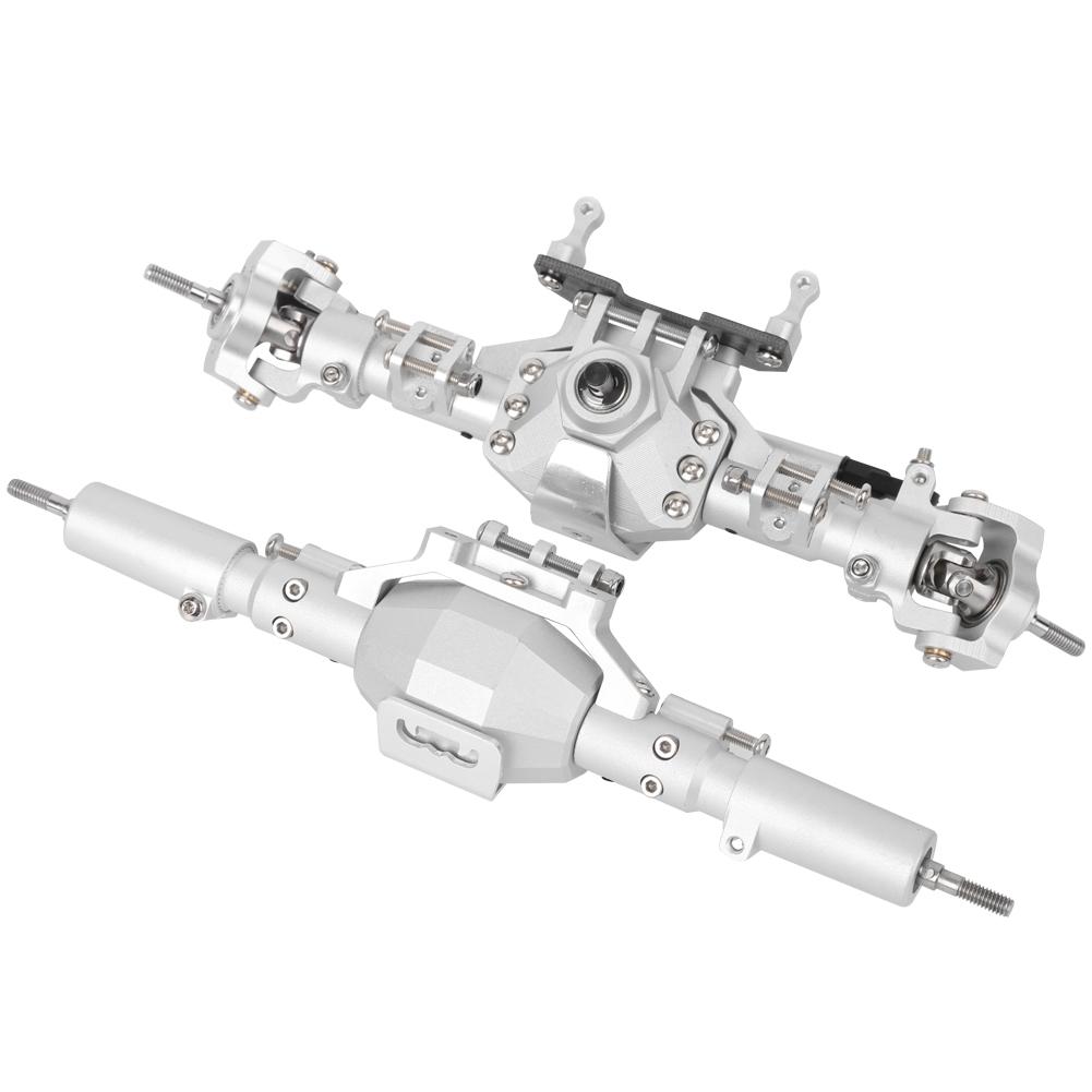 Silver Aluminum Alloy Shell RC Car Front Rear Axle Upgrade Parts Accessory for Axial SCX10 II 90047 90046Front Rear Axle