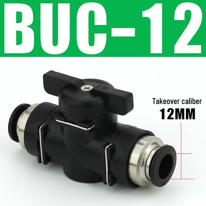 Pneumatic BUC-6-10 Hand Valve: 8mm Air Hose, 12mm Manual Straight Valve with Quick Connect Fitting