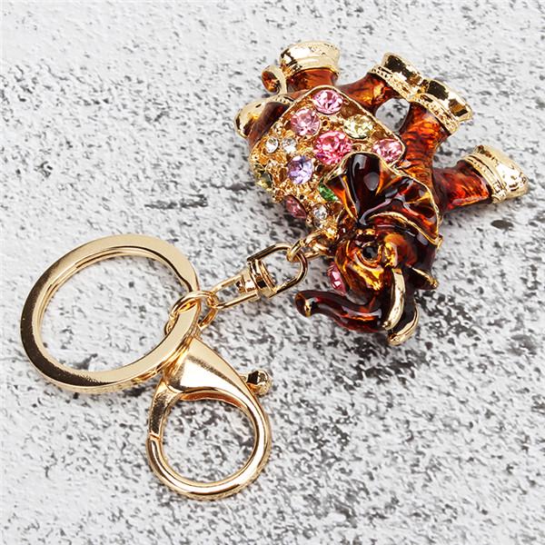 Genuine Rhinestone Elephant Keychain Fashion Drop Design Shiny Accessory for Women Car Key Holder Bag Ornament Elegant Appearance