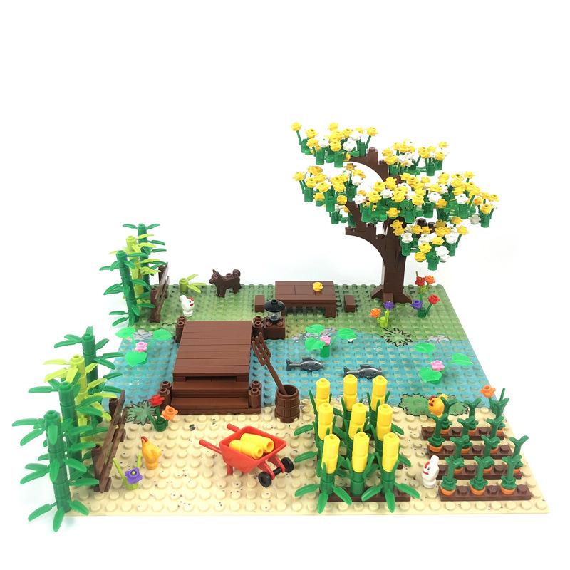 Строительные блоки MOC сцена в джунглях мелкозернистые строительные блоки DIY собираемая игрушка ферма строительные блоки аксессуары оптом