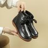 Fashion Soft Bottom Big Size 43 Womens Gothic Short Boots Casual Lace-up Round Toe Lightweight Cowhide Soled Flat Shoes Ankle Boot