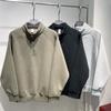 Spring and Autumn Simple Men's Solid Color Sweater Versatile Pullover Stand Collar Half-Zip Long Sleeve Loose Bottoming Shirt