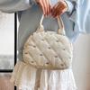 Stitching Embroidery Butterfly Knot Handbag Simple Style Soft Cotton Commuter Lunch Box Bag Student Handheld Bag Pouch