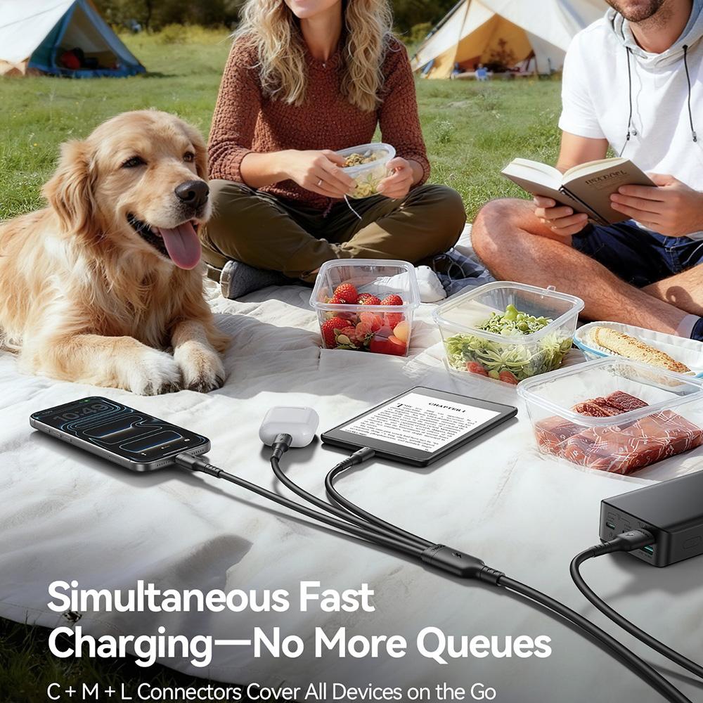 JOYROOM S-A61 3 in 1 Charging Cable USB-A to Type-C/iP/Micro USB 3.5A 1.2m Fast Charging Cord