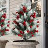 22.4 Inch Cedar Tree Realistic Christmas Decorations with Stake Fake Outdoor Trees Front Door Decor for Yard Lawn Patio Porch