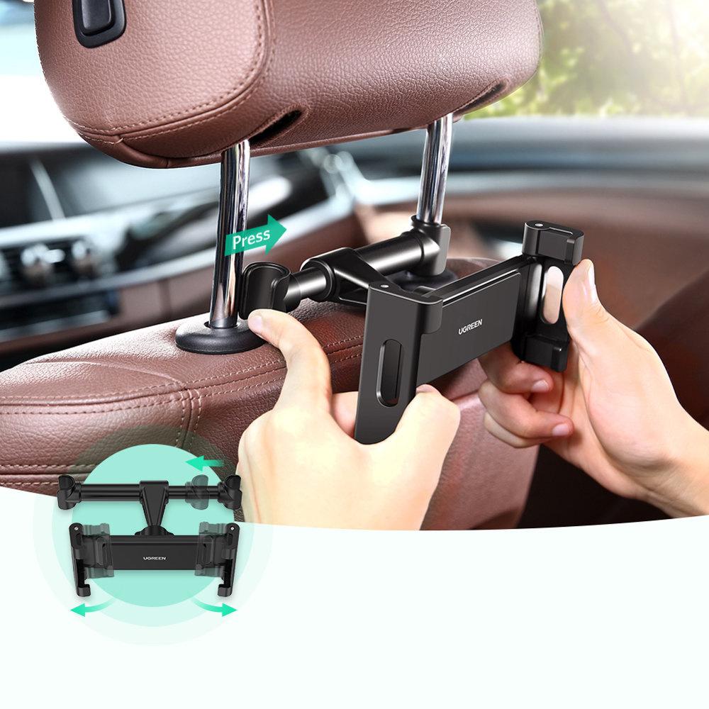 Ugreen Universal Car Headrest Mount Holder for Phones & Tablets - Model LP160, Black
