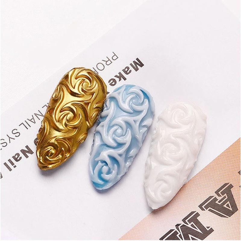 3D рельефный дизайн ногтей силиконовый шаблон для печати пудра пигмент для ногтей трафареты для штамповки маникюрная резьба форма