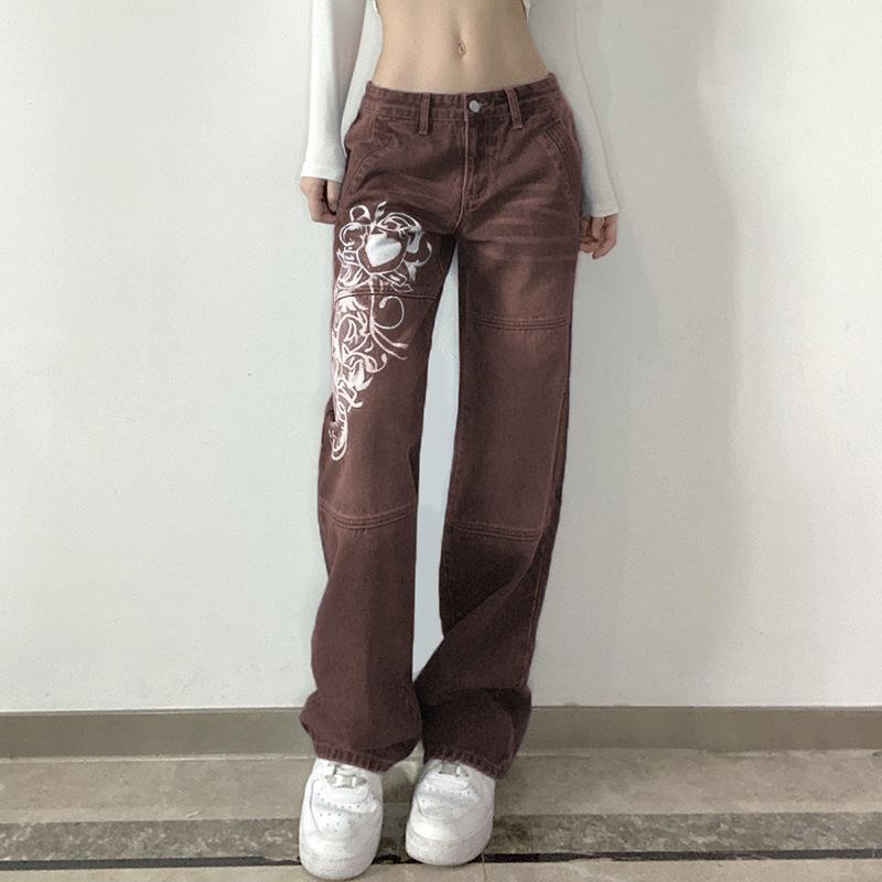 Vintage Straight Wide Leg Jeans Women Y2K Harajuku Casual Hip Hop Pants