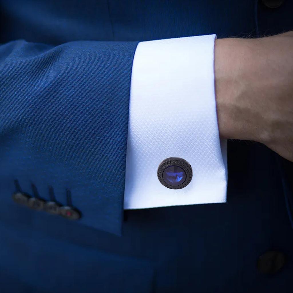 Men Crystal Cufflinks Black Color Business Conferences Cuffs Button for Gentlemen Shirt Wedding Cuff Links Gifts