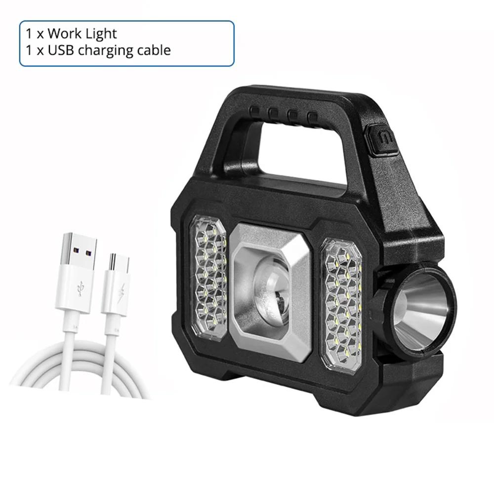 Высокомощные светодиодные фонарики, перезаряжаемые, кемпинговый рабочий фонарь, многофункциональный портативный фонарь, солнечная зарядка, 6 режимов освещения