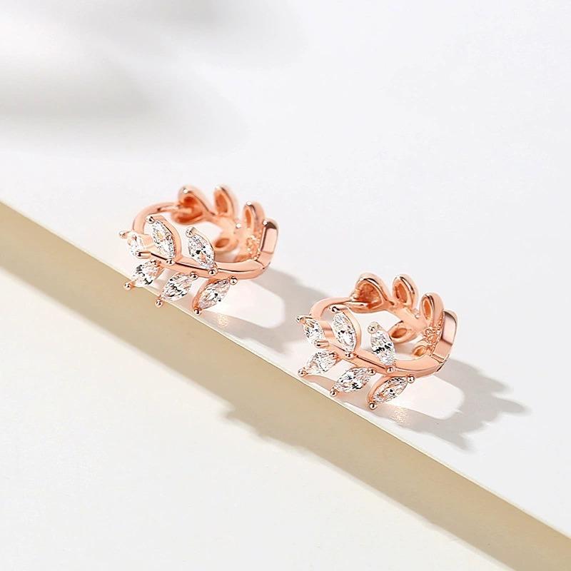 Серьги-гвоздики женские Mori с веткой и листом простые, маленькие, свежие, милые и универсальные изысканные серьги подарки на фестиваль Циси