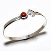 Красный солнечный камень, драгоценный камень 925, посеребренный браслет ручной работы, ювелирный браслет-манжета