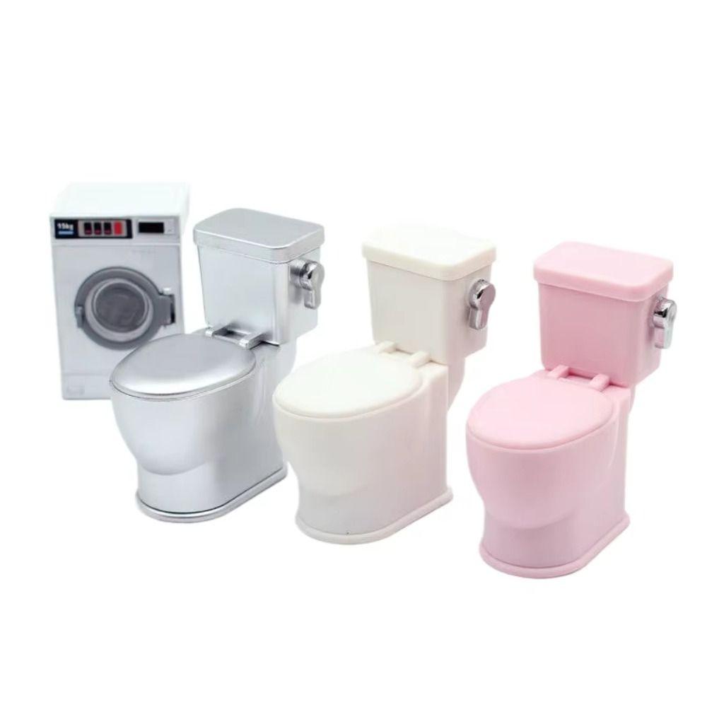 Flushing Sound Dollhouse Toilet Scene Prop Miniature Toilet Toys For Children