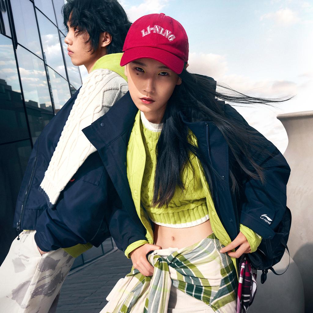 Li-Ning Водонепроницаемая свободная однобортная однотонная хлопковая куртка с V-образным вырезом и длинными рукавами, мужские куртки яблочно-зеленого цвета AJMU147-7