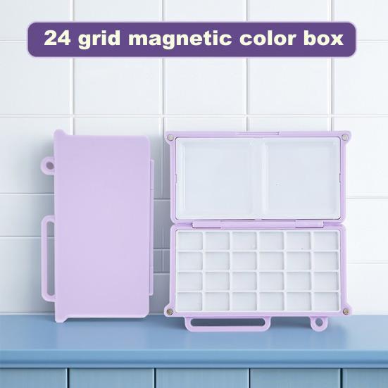 Мини-коробка для акварели, 24 шт., пустые полукастрюли с магнитной полосой, переносная палитра для акварельных красок, масляных, акриловых