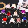 Women Men Charm Gift Fashion Accessories Rose Flower Corsage Bride Groom Brooch Wedding Boutonniere