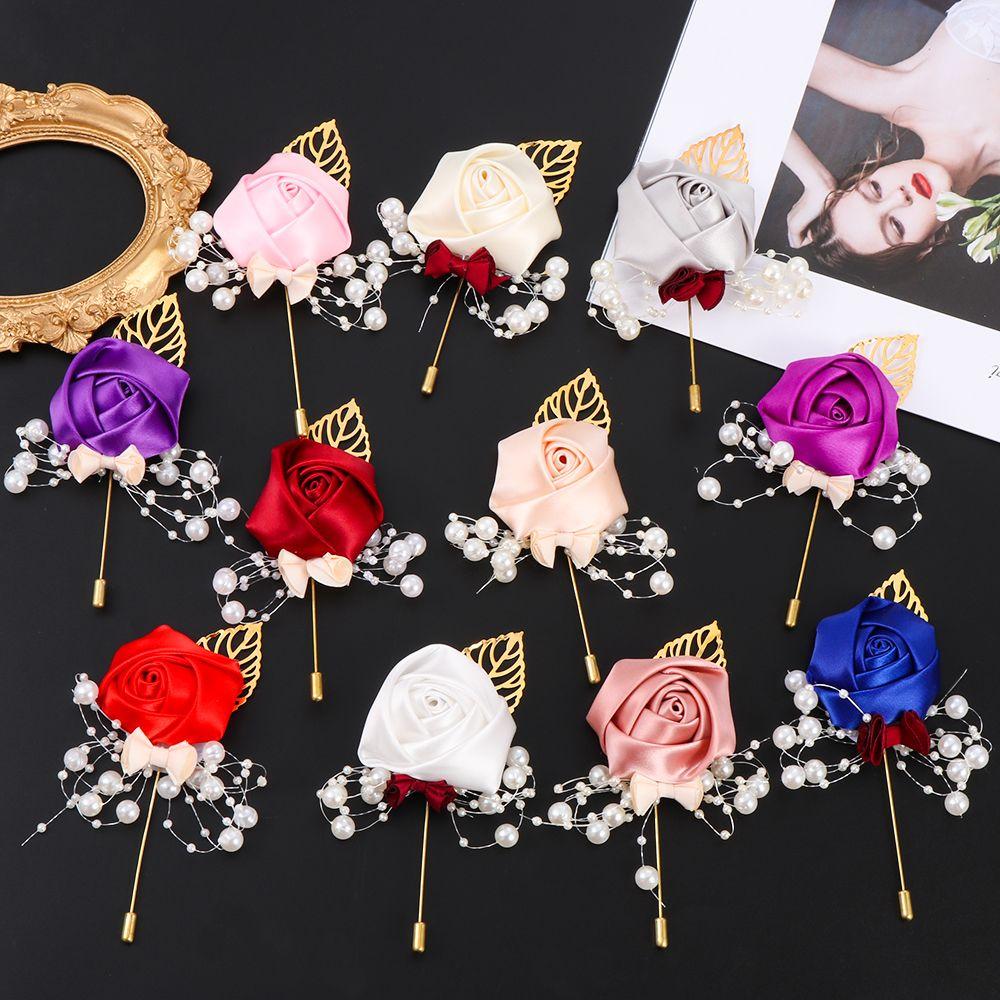 Women Men Charm Gift Fashion Accessories Rose Flower Corsage Bride Groom Brooch Wedding Boutonniere