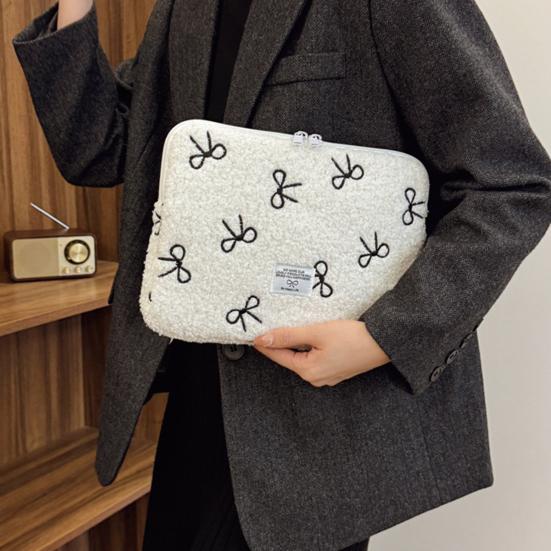 Милый чехол для ноутбука с вышивкой, мягкая сумка для планшета, застежка-молния, ударопрочный плюш