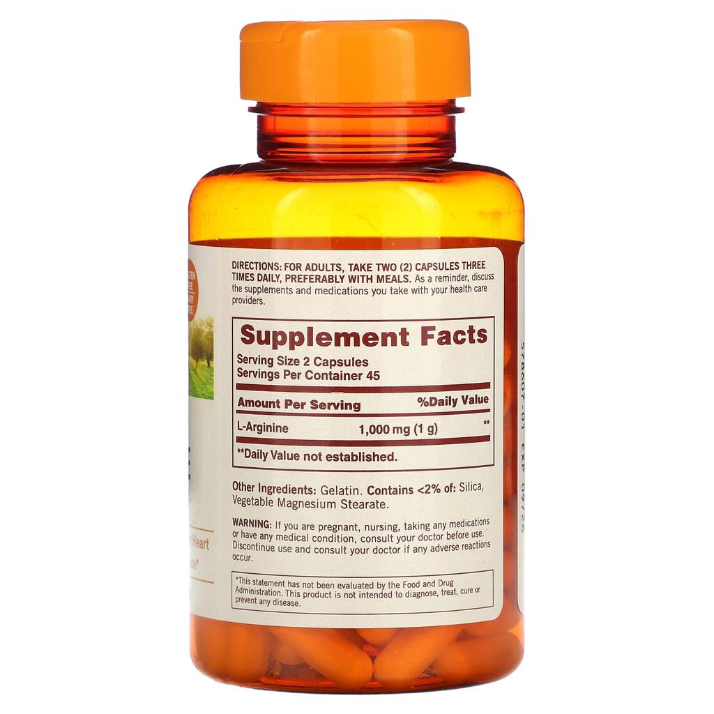 L-Arginine, 500Mg, 90 Capsules