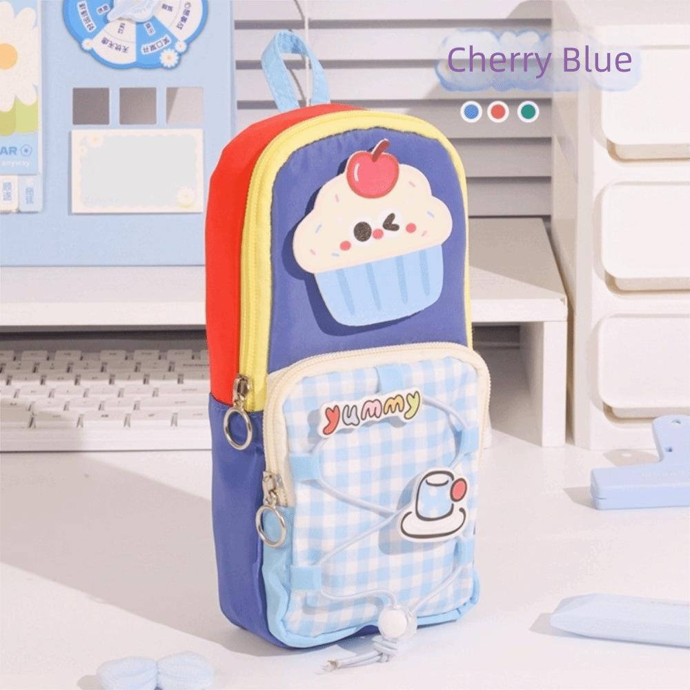 Large Capacity Pencil Case Color-Blocked Pencil Box Vintage Stationery Bag Student