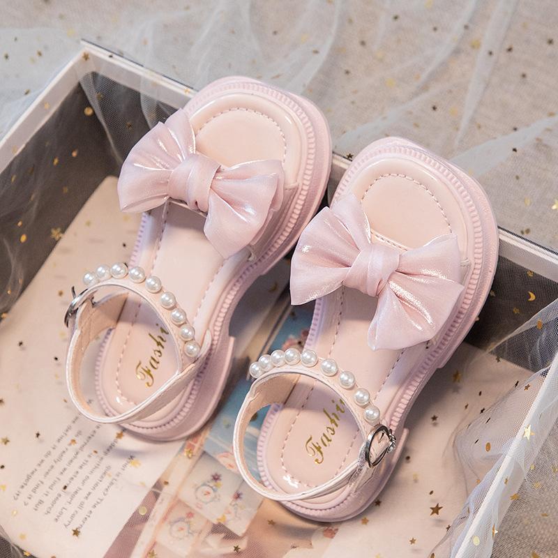 2025 новые летние детские сандалии для девочек, сандалии для маленьких девочек, детские туфли принцессы с бантом на мягкой подошве