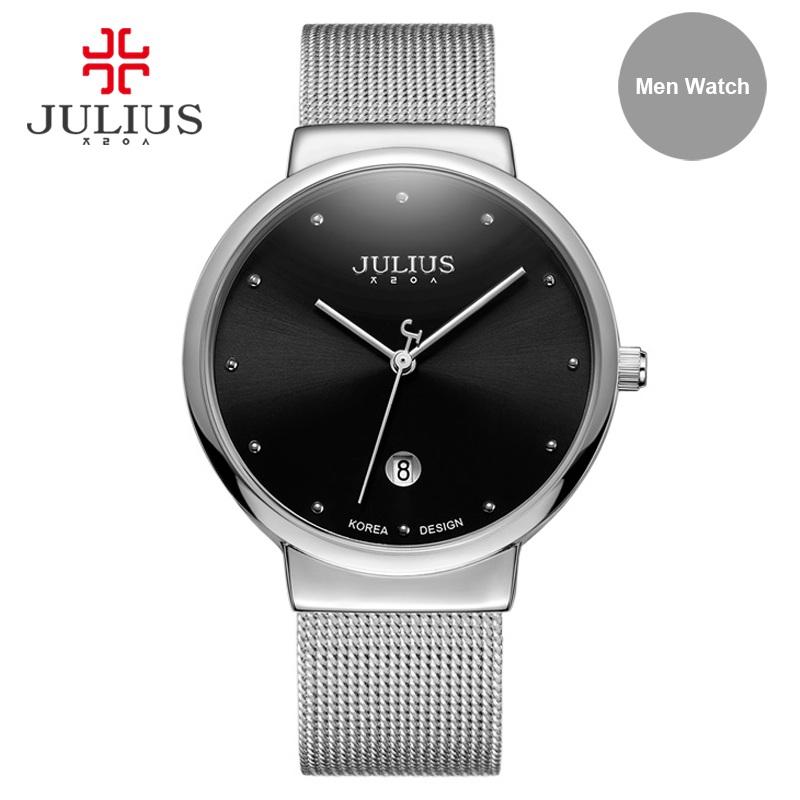 JULIUS Women's Ultra Thin Silver Gold Brown Black Mesh Stainless Steel Fashion Casual Watch Female Waterproof Wristwatch JA-426
