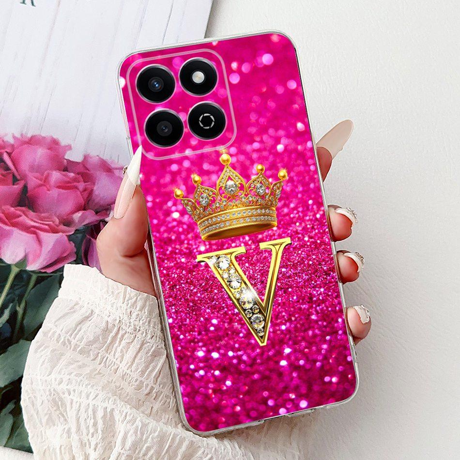 Модный Чехол-Корона с Буквой для Honor X7c Для HonorX7c X 7C 4G Мягкий Силиконовый TPU Чехлы