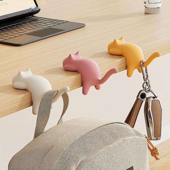 1/3Pcs Cute Cat Shaped Hook Table Handbag Hanger Strong Load-bearing Multipurpose Heavy Duty Purse Hook Bag Holder