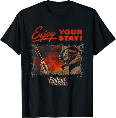 Видеоигра Fallout Наслаждайтесь пребыванием в Нью-Вегасе Футболка с колючей проволокой