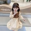 Girls Dress Spring and Autumn Baby Girl Bow Splice Dresses Fashion School Student Uniform Skirt